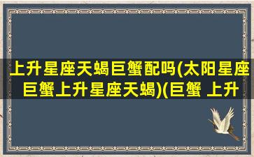 上升星座天蝎巨蟹配吗(太阳星座巨蟹上升星座天蝎)(巨蟹 上升星座天蝎)